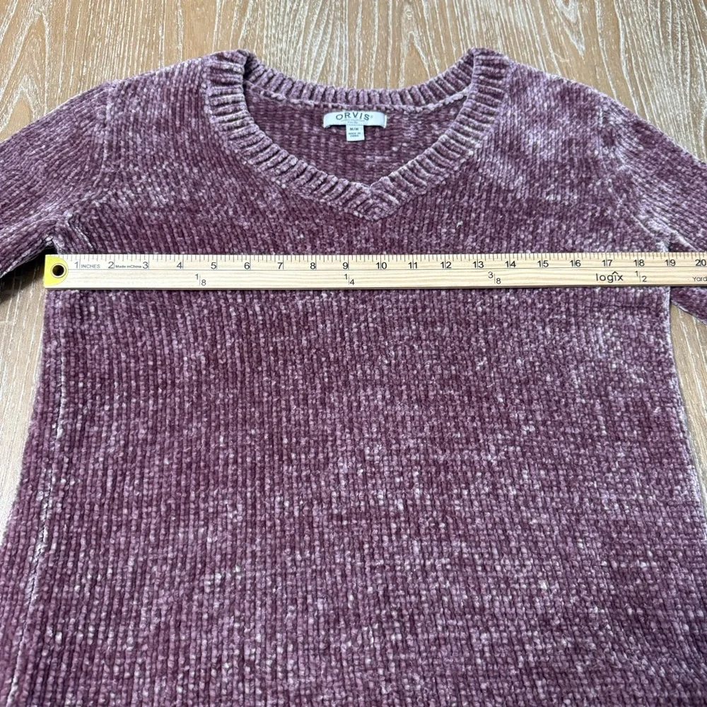 Orvis Classic Collection Chenille V-Neck Tunic Sweater Women's Medium Oversized